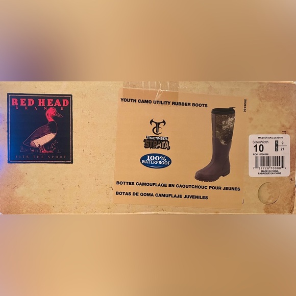 RED HEAD Waterproof Camo Utility Rubber Boots, Size 10 Little Kid, Unisex NEW - Picture 2 of 2